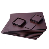 8 Seat Chocolate Brown Leatherette Conference Room Set w/ Square Coasters